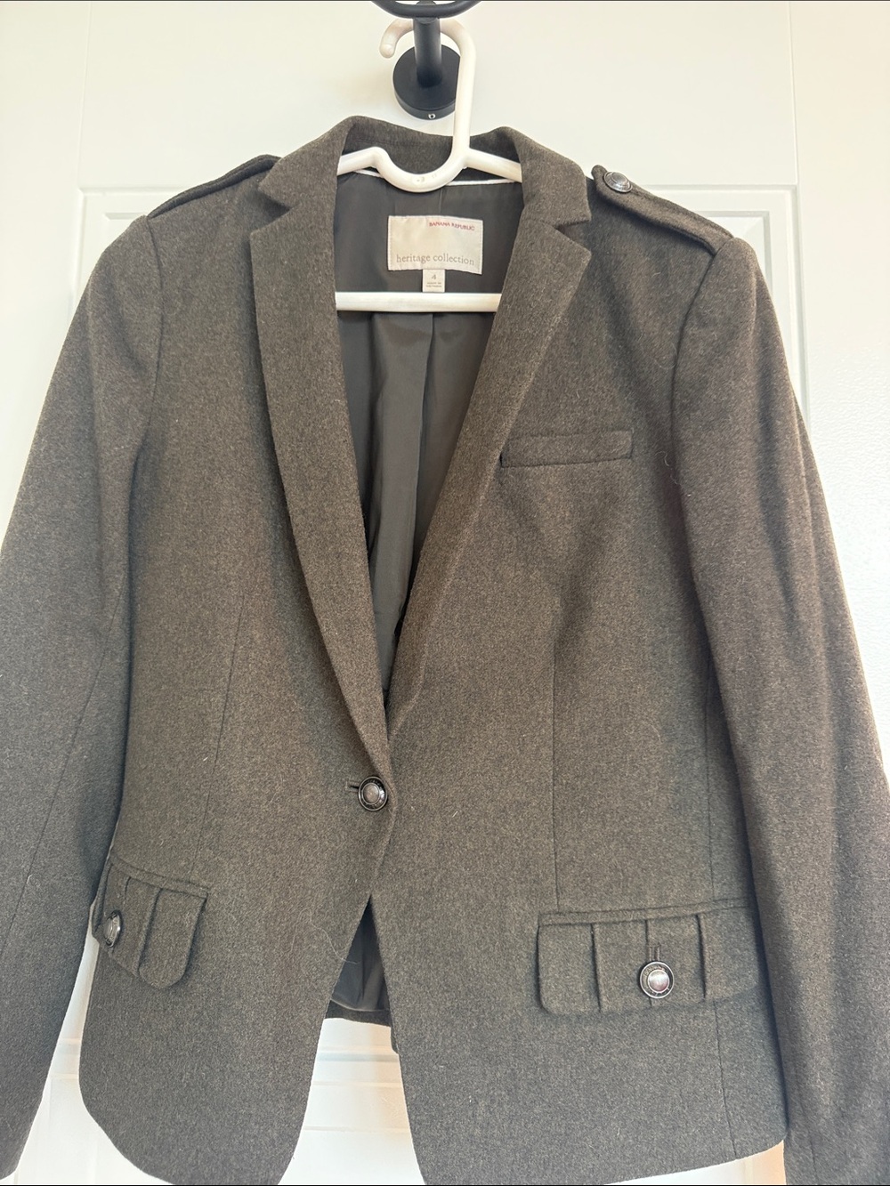 Banana Republic Olive Green Military-Style Wool Blazer